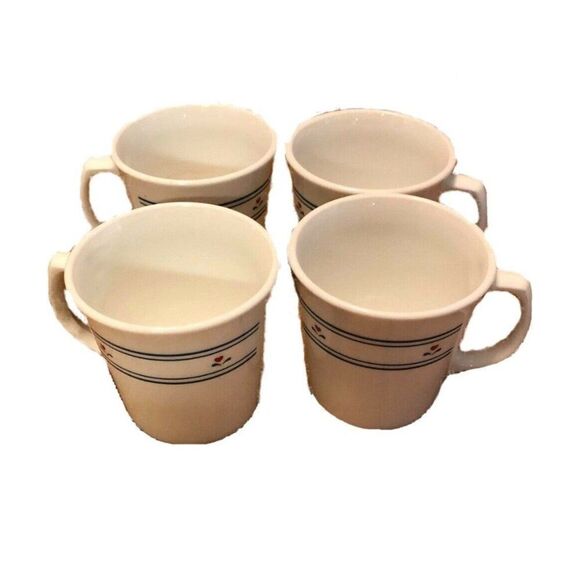 Corning Corelle COUNTRY HEARTS Decor Teacup Coffee Mug Cups - 8 oz  SET OF 4 - Picture 1 of 2